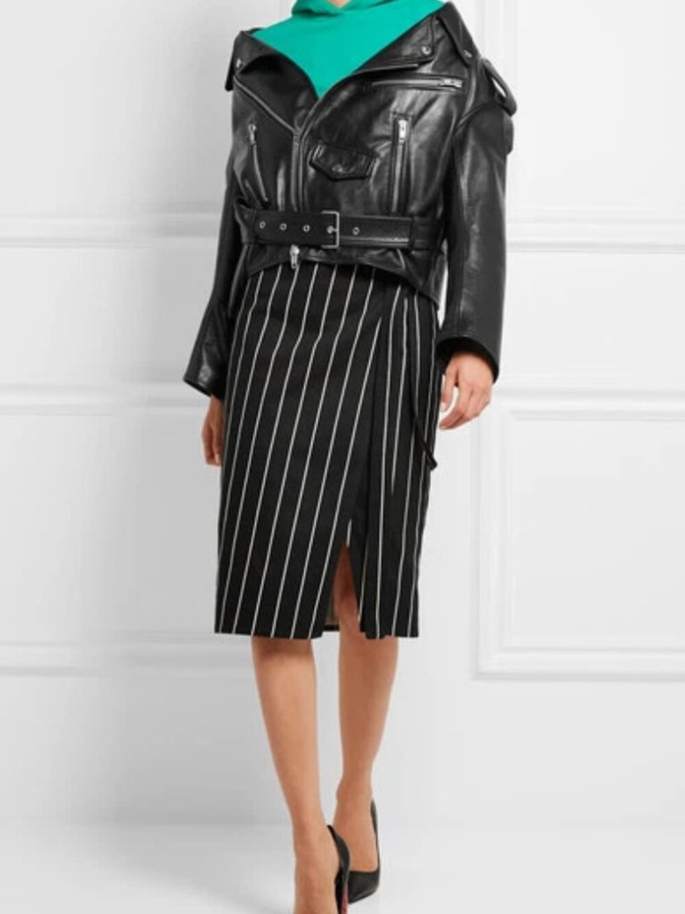 Balenciaga Resort Runway Striped Side Slit Wrap Skirt Size EU36
